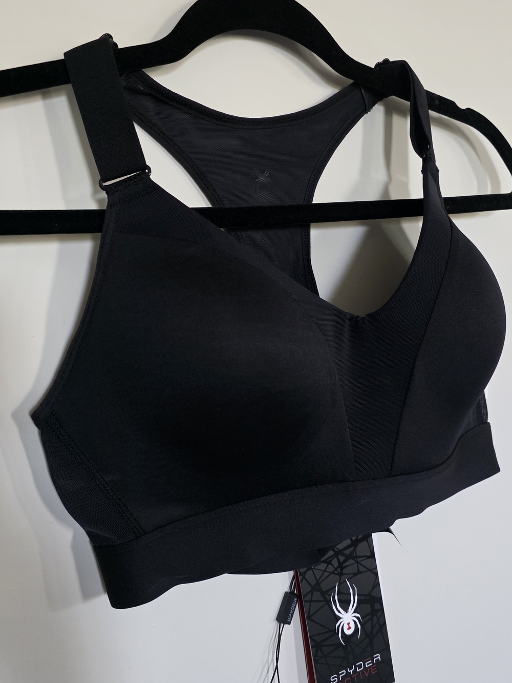 Spyder High Impact Sports Bra Black Racerback Medium NWT Support Gym - Picture 4 of 7